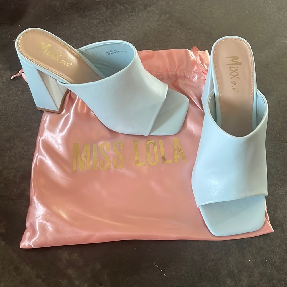 COPY - Miss Lola size 8.5 8 1/2 baby blue block heels.
